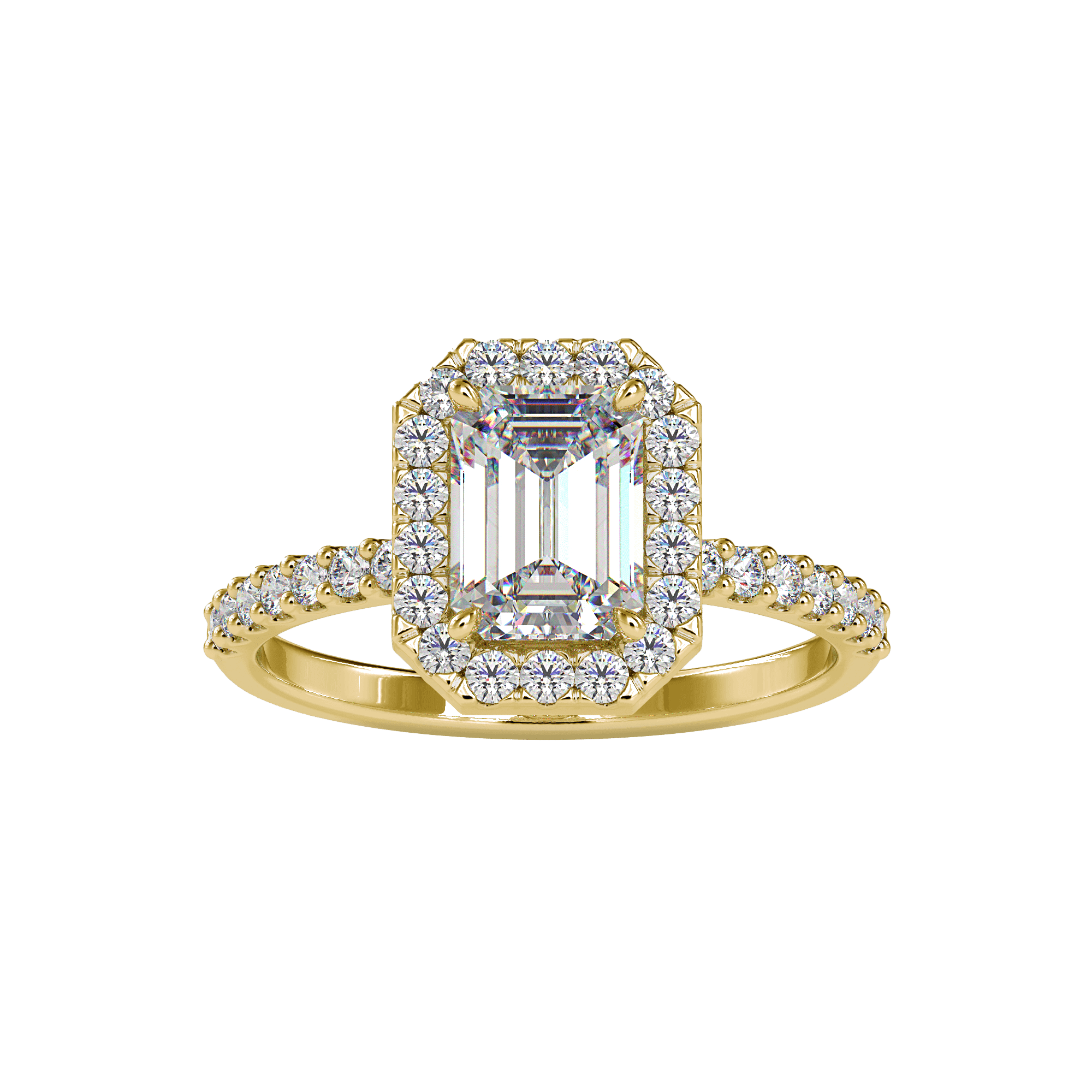 Buy Emerald Cut Engagement Ring For Women Ring Eva Gems Yellow Gold 3(14.0mm)